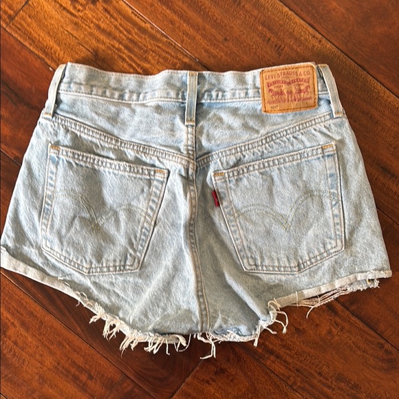 Levi’s | 501 Light Blue Ripped distressed denim Jean Shorts - Picture 5 of 10